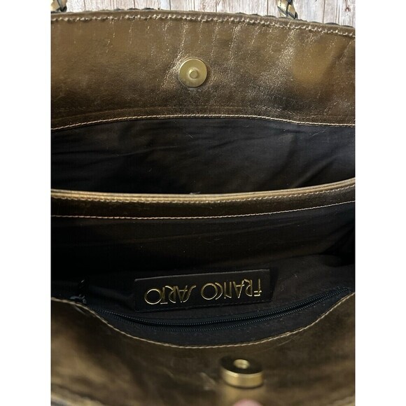 Vintage Franco Sarto Metallic Weave Genuine Leather Tote Satchel Handbag Purse - Picture 4 of 5